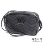 【美品】グッチ 【GUCCI】GGマーモント ニ ショルダーバッグ ブラック レザー シェブロン チェーンショルダー ポシェット 斜め掛け ダブルG ?634936 DTDHV 1000 GG MARMONT MINI SHOULDER BAG【Aランク】【中古】