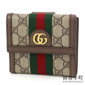 【最大1万円OFFクーポン! 4/24～】【美品】グッチ【GUCCI】オフィディア GG フレンチフラップウォレット GGスプリームキャンバス ウェブ マーモント ダブルG コンパクト 折り財布 サイフ 523173 96IWG 8745 OPHIDIA GG FRENCH FLAP【中古】