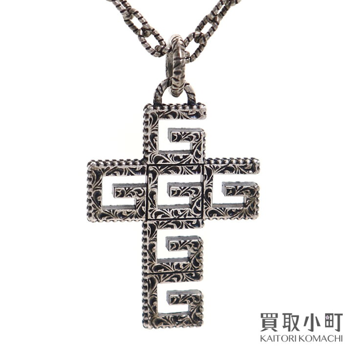 楽天市場】【美品】グッチ【GUCCI】スクエアG クロス シルバー  