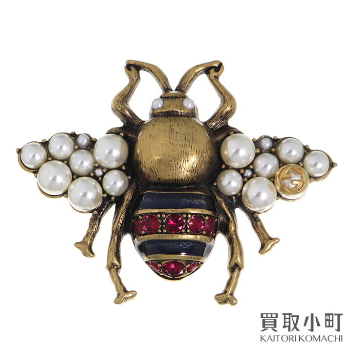 楽天市場】【美品】グッチ 【GUCCI】 ビー ブローチ エイジング 