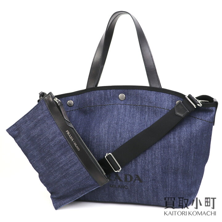 楽天市場】【美品】プラダ【PRADA】 デニム トートバッグ ブルー  