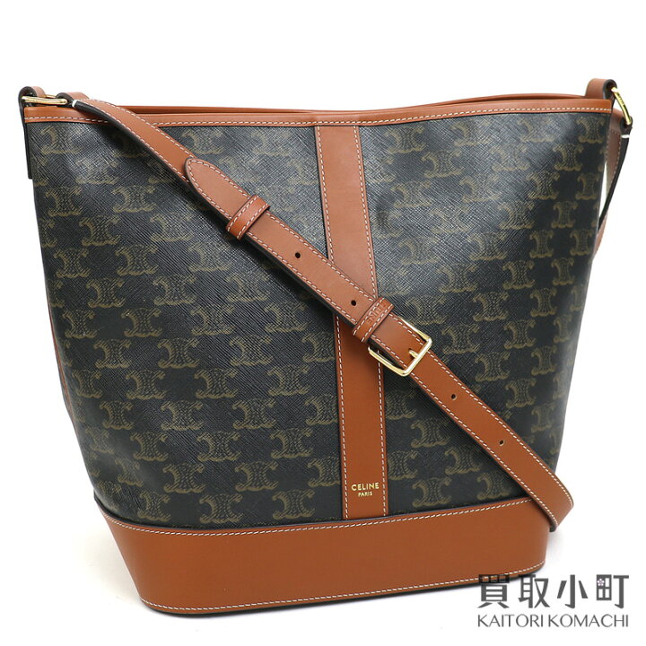 楽天市場】【美品】セリーヌ【CELINE】ミディアムバケット トリオンフ 