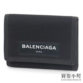 【美品】バレンシアガ【BALENCIAGA】エクスプローラー コンパクトウォレット ロゴ コインケース付き三つ折り財布 ブラック ナイロン キャンバス 507481 9D0Y5 1000 EXPLORER WALLET【Aランク】【中古】