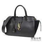 【美品】イヴ・サンローラン 【YVES SAINT LAURENT】 モノグラムサンローラン ダウンタウンカバス スモール ブラック カーフレザー スエード YSLライン 2WAYショルダーバッグ 436832 BJ5XW 1000 SMALL DOWNTOWN CABAS BAG【Aランク】【中古】