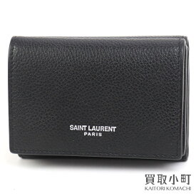 【最大1万円OFFクーポン! 4/24～】【美品】サンローラン 【YVES SAINT LAURENT】 タイニーウォレット グレインレザー ブラック コンパクト 三つ折り財布 ミニ サイフ 651475 1000 YSL Tiny Wallet【Aランク】【中古】【中古】