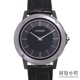 【美品】シチズン【CITIZEN】エコドライブワン ステンレス デュラテクトDLC ブラック ソーラー クロコダイル 革ベルト メンズウォッチ 男性用腕時計 AR5024-01E ECO DRIVE ONE WATCH【SAランク】【中古】