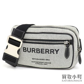 【最大3万円OFFクーポン! 6月4日20時～】【美品】バーバリー【BURBERRY】ホースフェリー プリント キャンバス ベルトバッグ グレー ブラック ロゴ バムバッグ クロスボディ ショルダー 斜め掛け 8038902 HORSEFERRY PRINT CO【中古】