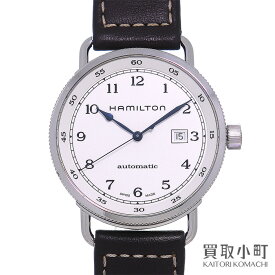 【最大1万円OFFクーポン! 4/24～】ハミルトン 【HAMILTON】カーキ ネイビー パイオニア オート 43mm オートマティック 革ベルト ホワイト 自動巻き 男性用腕時計 H777150 H77715553 KHAKI NAVY PIONEER AUTO WATCH【ABランク】【中【中古】