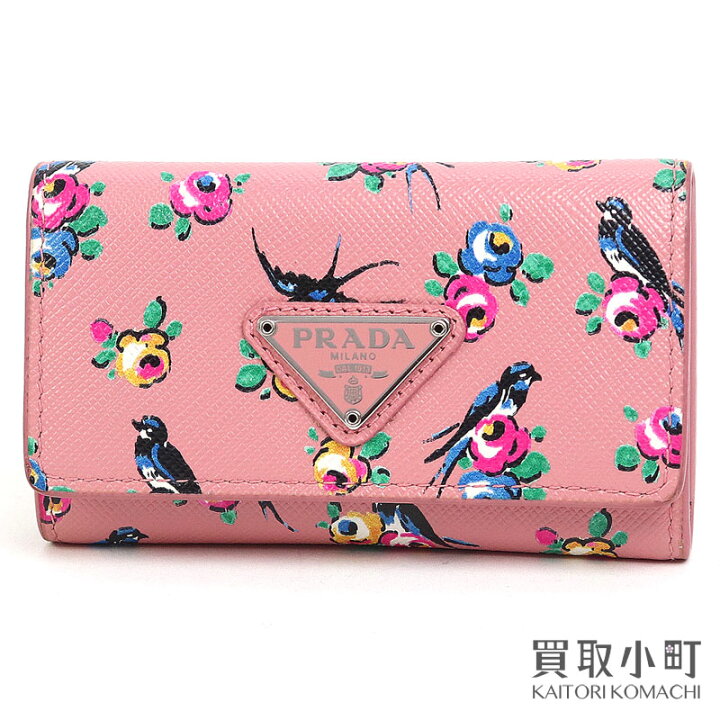 美品 PRADA プラダ サフィアーノ キーケース 4連 ロゴ （楽天市場  