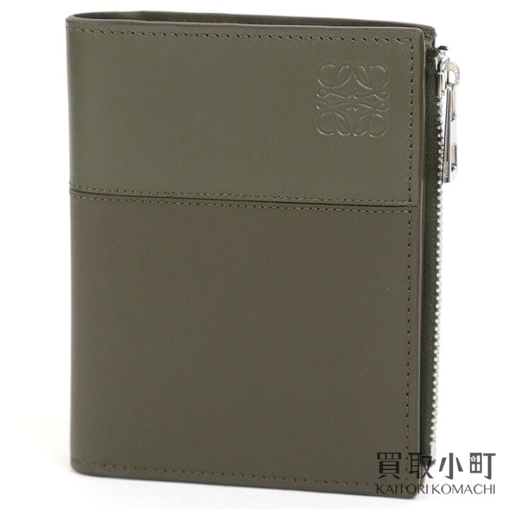 LOEWE】箱袋付！アナグラム 折りたたみ コンパクト 財布 カーキ 冴え渡り