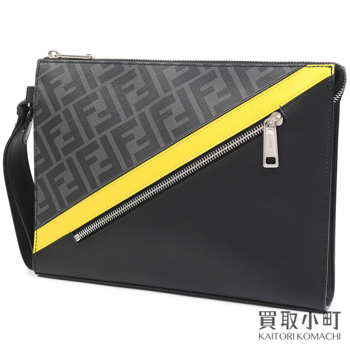 楽天市場】【美品】フェンディ【FENDI】ダイアゴナル クラッチバッグ 