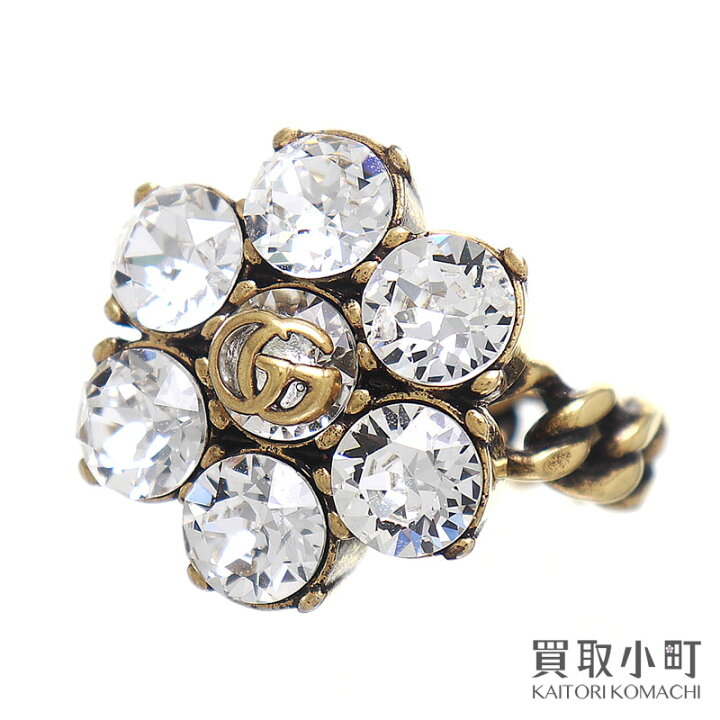 楽天市場】【美品】グッチ【GUCCI】クリスタル ダブルG リング 