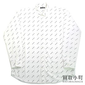 バレンシアガ【BALENCIAGA】 ノーマルフィット シャツ ロゴ プリント コットン シャツ ホワイト ブラン ロングスリーブ メンズ 長袖 古着 服 アパレル #38 534333 TBL96 9040 NORMAL FIT SHIRT WHITE【ABランク】【中古】