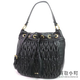 【美品】ミュウミュウ 【MIUMIU】 マテラッセ ショルダーバッグ ブラック 2WAYショルダー ホーボー ハンドバッグ 斜め掛け 5BC047 N88 F0002 MATELASSE SHOULDER BAG NERO【Aランク】【中古】