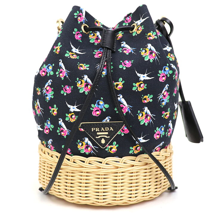 楽天市場】【美品】プラダ【PRADA】 ウィッカー キャンバス カゴバッグ 