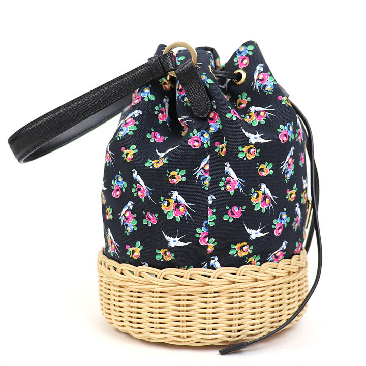 楽天市場】【美品】プラダ【PRADA】 ウィッカー キャンバス カゴバッグ 