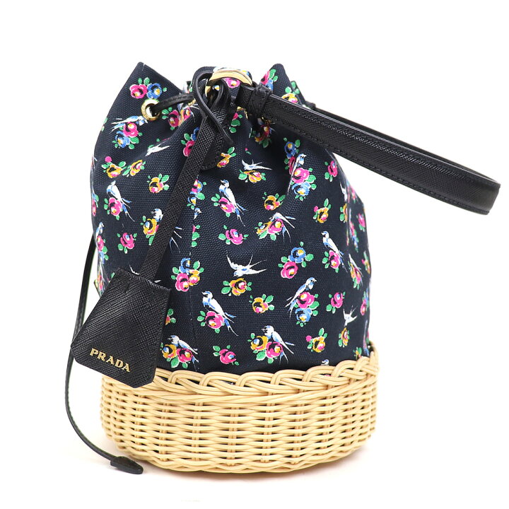 楽天市場】【美品】プラダ【PRADA】 ウィッカー キャンバス カゴバッグ 
