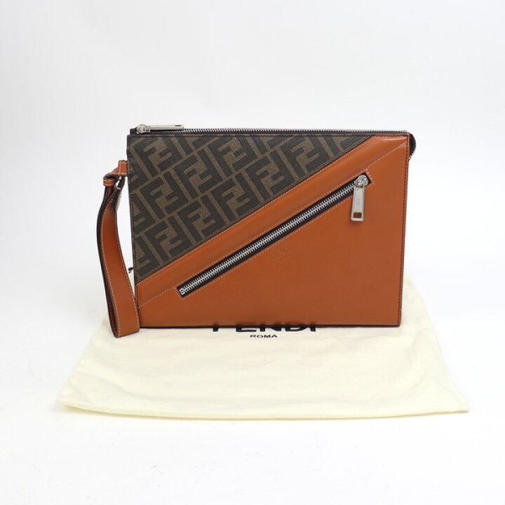 楽天市場】【美品】フェンディ【FENDI】ダイアゴナル クラッチバッグ 