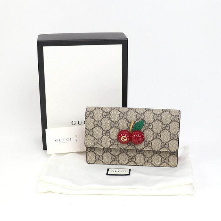 楽天市場】【新品同様】グッチ【GUCCI】チェリー付き GGスプリーム 