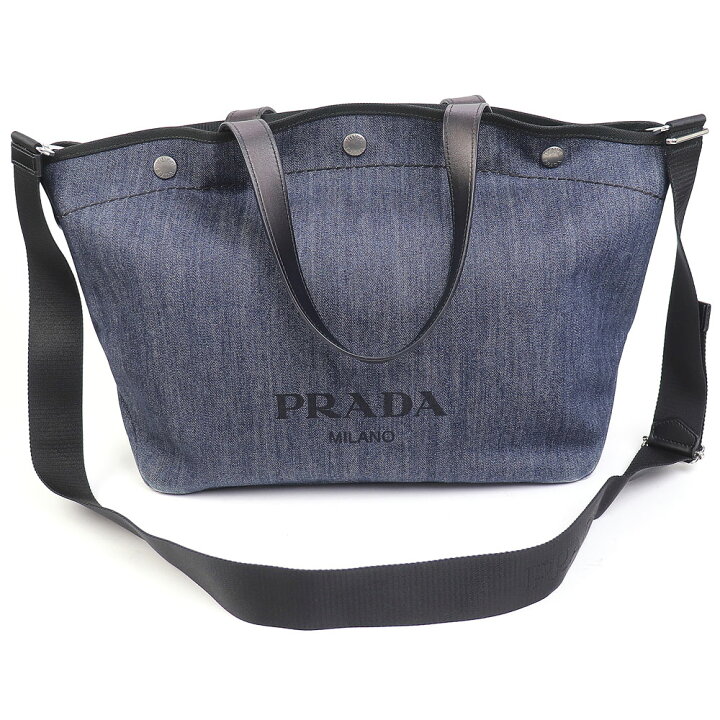 楽天市場】プラダ【PRADA】 デニム トートバッグ ブルー デニム  