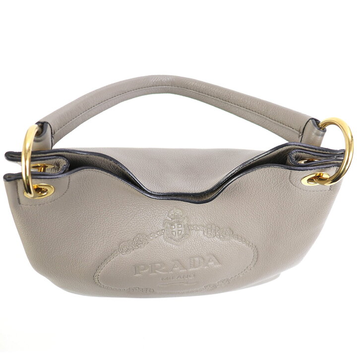 楽天市場】【美品】プラダ 【PRADA】 エンボスロゴ レザー ホーボー 