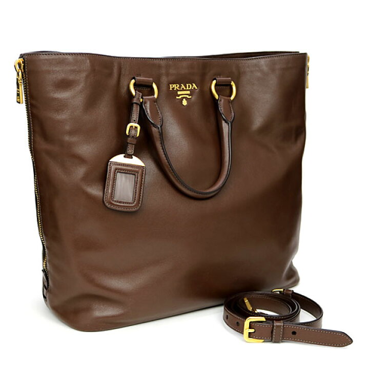楽天市場】【美品】プラダ【PRADA】 レザー トートバッグ メタルロゴ 