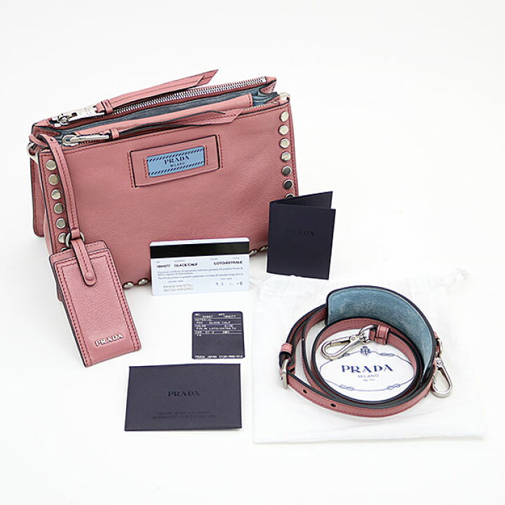 楽天市場】【美品】プラダ 【PRADA】エティケットバッグ ピンク カーフ 