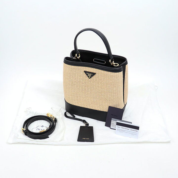 楽天市場】【美品】プラダ 【PRADA】 パニエ ミディアムストロー 
