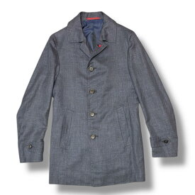 ISAIA・イザイア CAPPOTTO 状態 カポット シルク カシミヤ リネン カーコート サイズF ネイビー メンズ （3948M）【中古】