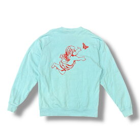 Girls Don't Cry・ガールズドントクライ Angel Crewneck 状態B エンジェルクルーネックスウェット トレーナー サイズM ブルー メンズ （7897M）【中古】