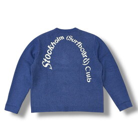 Stockholm (surfboard) Club ストックホルムサーフボードクラブ ロゴニット 状態A セーター サイズXL ブルー メンズ （10080M）【中古】