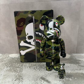 A BATHING APE・アベイシングエイプ × mastermind JAPAN・マスターマインドジャパン BE@RBRICK 400％ 100％ 状態A フィギュア サイズF グリーンカモ メンズ （14772M）【中古】