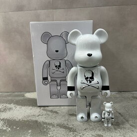 MEDICOM TOY・メディコムトイ × mastermind JAPAN・マスターマインドジャパン BE@RBRICK 状態A WHITE CHROME Ver. 100％ & 400％ サイズF ホワイト メンズ （14781M）【中古】