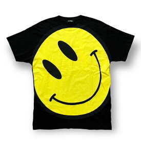 ラフシモンズ・RAF SIMONS smiley T-shirt 状態B スマイリー Tシャツ カットソー 半袖 クルーネック 丸首 プリント ブラック 201-124 サイズM GF3001