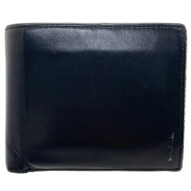 ポールスミス マルチストライプ 二つ折り財布 レザー ブラック マルチカラー ミニ コンパクト財布 メンズ【中古】