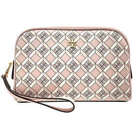 トリーバーチ ポーチ ジオ ロゴ エッセンシャルズポーチ PVC ピンク 87926 TORY BURCH アクセサリーポーチ ストラップ付き マルチポーチ 化粧ポーチ コスメポーチ コスメティックポーチ 小物入れ ブランド小物 美品 アウトレット GEO LOGO ESSENTIALS POUCH 【中古】