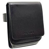 プラダ ポーチ ロゴ ベルトポーチ レザー 革 ダークブラウン 濃茶 こげ茶 PRADA リュックベルト用ポーチ …