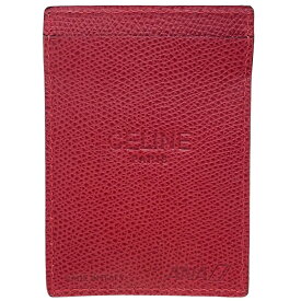 セリーヌ ANA ノベルティ パスケース レザー レッド ロゴ IC ID カードケース 名刺入れ 通勤 通学 ブランド小物 美品 箱付き【中古】