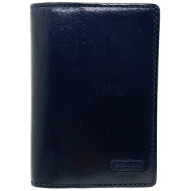 コーチ オールド カードケース ホルダー レザー ブラック ヴィンテージ ロゴ 二つ折り 名刺入れ IC ID パスケース 通勤 通学 ブランド小物 アウトレット【中古】