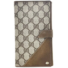 グッチ オールド GGプラス Wホック長財布 PVC レザー ベージュ系 ブラウン 64 03 107 GUCCI オールドグッチ ヴィンテージ インターロッキングG 両開き 二つ折り長財布 【中古】