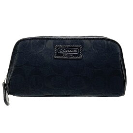 コーチ ポーチ シグネチャー コスメティックポーチ キャンバス パテントレザー レザー 革 ブラック 黒 F42524 COACH エナメル 化粧ポーチ コスメポーチ マルチポーチ 小物入れ アウトレット 【中古】