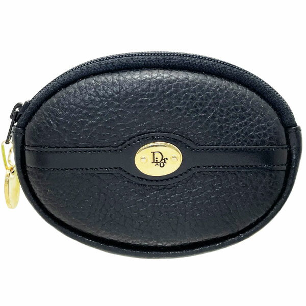 クリスチャン ディオール コインケース ヴィンテージ コインパース レザー 革 ブラック 黒 Christian Dior ロゴ オーバル型 小銭入れ オールド クラシック C.Dior 【未使用】