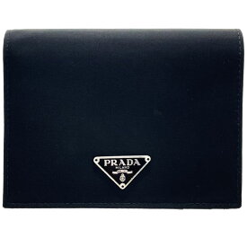 プラダ 財布 トライアングル 二つ財布 ナイロン ブラック 黒 PRADA 三角ロゴプレート コンパクト財布 ミニ財布 ミニウォレット ウォレット サイフ NERO 【中古】