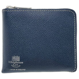 ホワイトハウスコックス マルチパース レザー ネイビー S9829 ロゴ L字ファスナー 財布 ミニ ウォレット【中古】