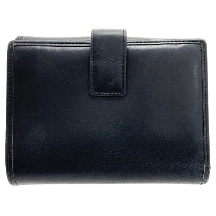 LOEWE Wホック 二つ折り コンパクト財布 アナグラム レザー ブラック