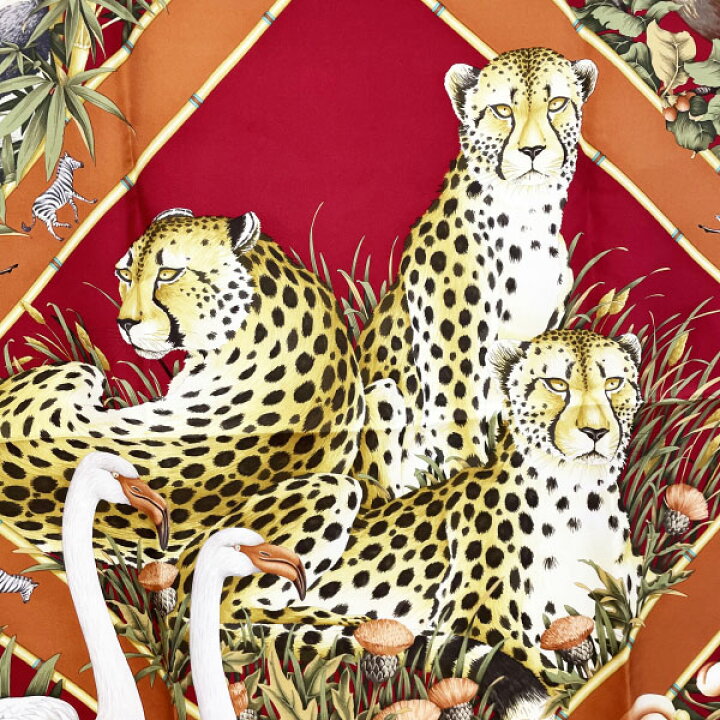 フェラガモ Ferragomo シルクスカーフ チーター 図れる 黒