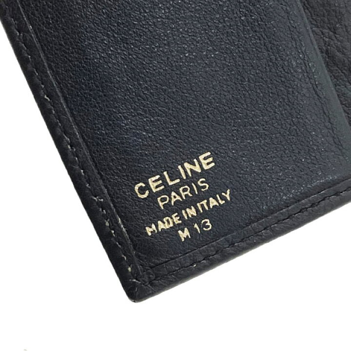 セリーヌ 二つ折り長財布 ブラック ゴールド金具 レザー 中古 ロング  