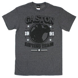 最後1点 サイズS ユニセックス Tシャツ ディズニー / 美女と野獣 ”Gaston Gym ”PRIN0026 / チャコールヘザー