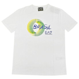 アルマーニ Tシャツ メンズ エンポリオ アルマーニ 丸首 半袖 EA7 BRASIL プリント ホワイト M.L サイズ 04510 新品