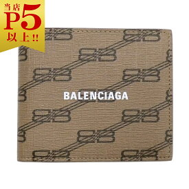 バレンシアガ 財布 BALENCIAGA シグネチャー スクエア フォールド ウォレット BBモノグラム ベージュ/ブラウン 594549 新品